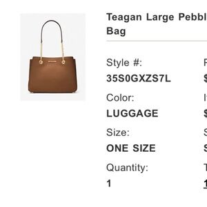 Michael Kors Teagan Large pebbled shoulder bag in color luggage